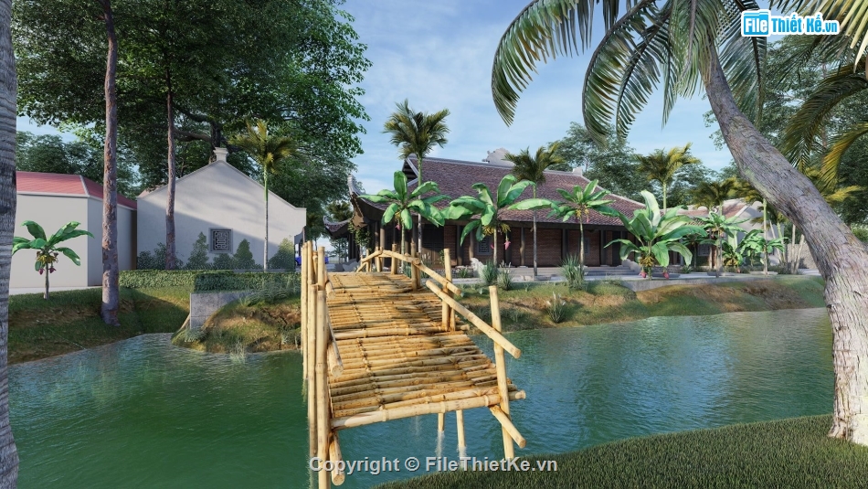 Nhà thờ họ  Su,3dsu Nhà thờ họ,Nhà thờ sketchup,File su Nhà thờ họ,Render nhà thờ họ